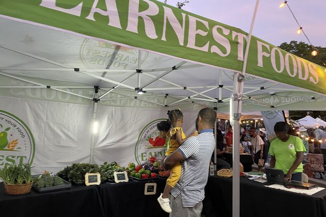 Earnest Food, an organic produce provider, was one of 34 vendors at Sunday's night market at St. Albans Park.